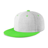 CHOK.LIDS Flat Bill Visor Classic Snapback Hat Blank Adjustable Brim High Top End Trendy Color Style Two Tone Baseball Cap (Ash/Lime)